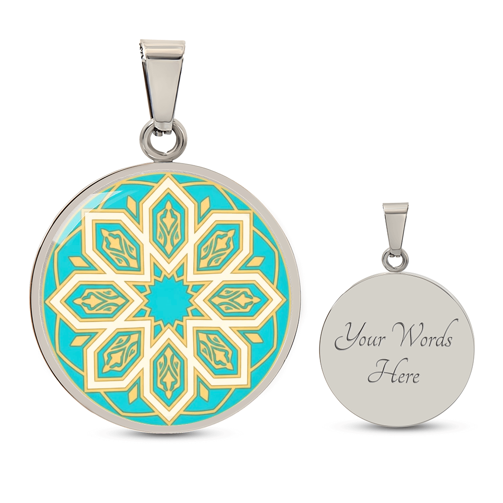 Moroccan Mosaic Circle Pendant Necklace - Custom Geometric Jewelry