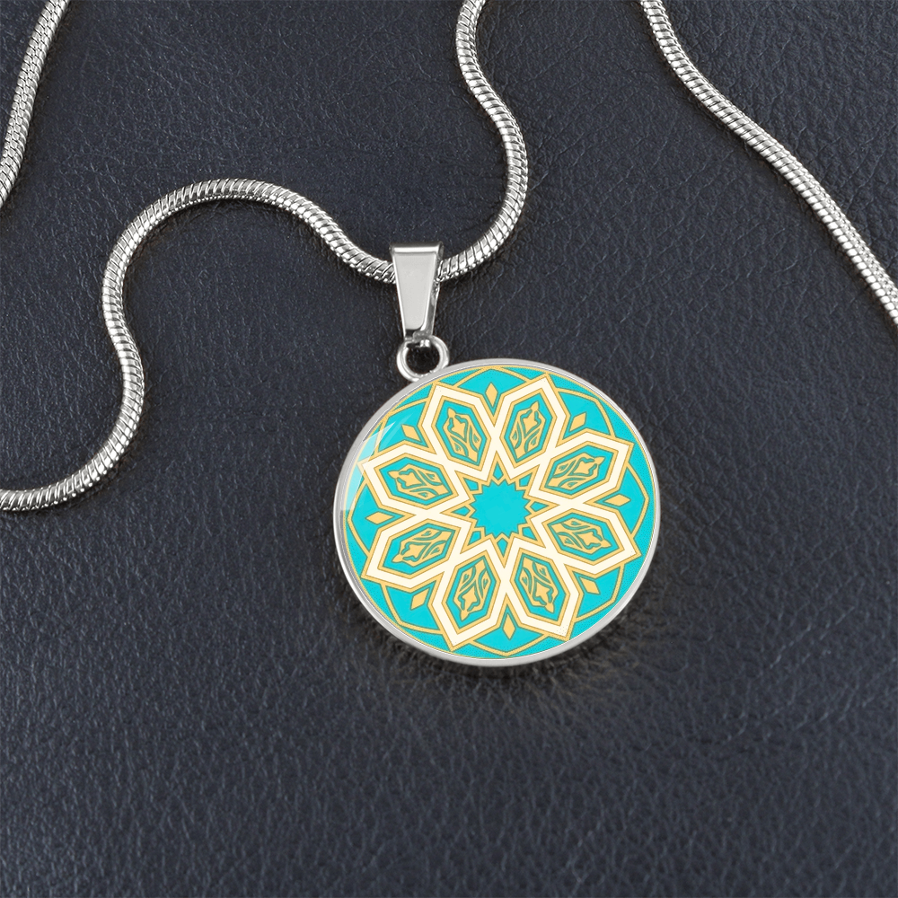 Moroccan Mosaic Circle Pendant Necklace - Custom Geometric Jewelry