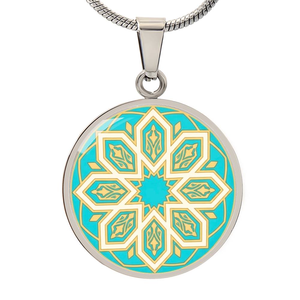 Moroccan Mosaic Circle Pendant Necklace - Custom Geometric Jewelry