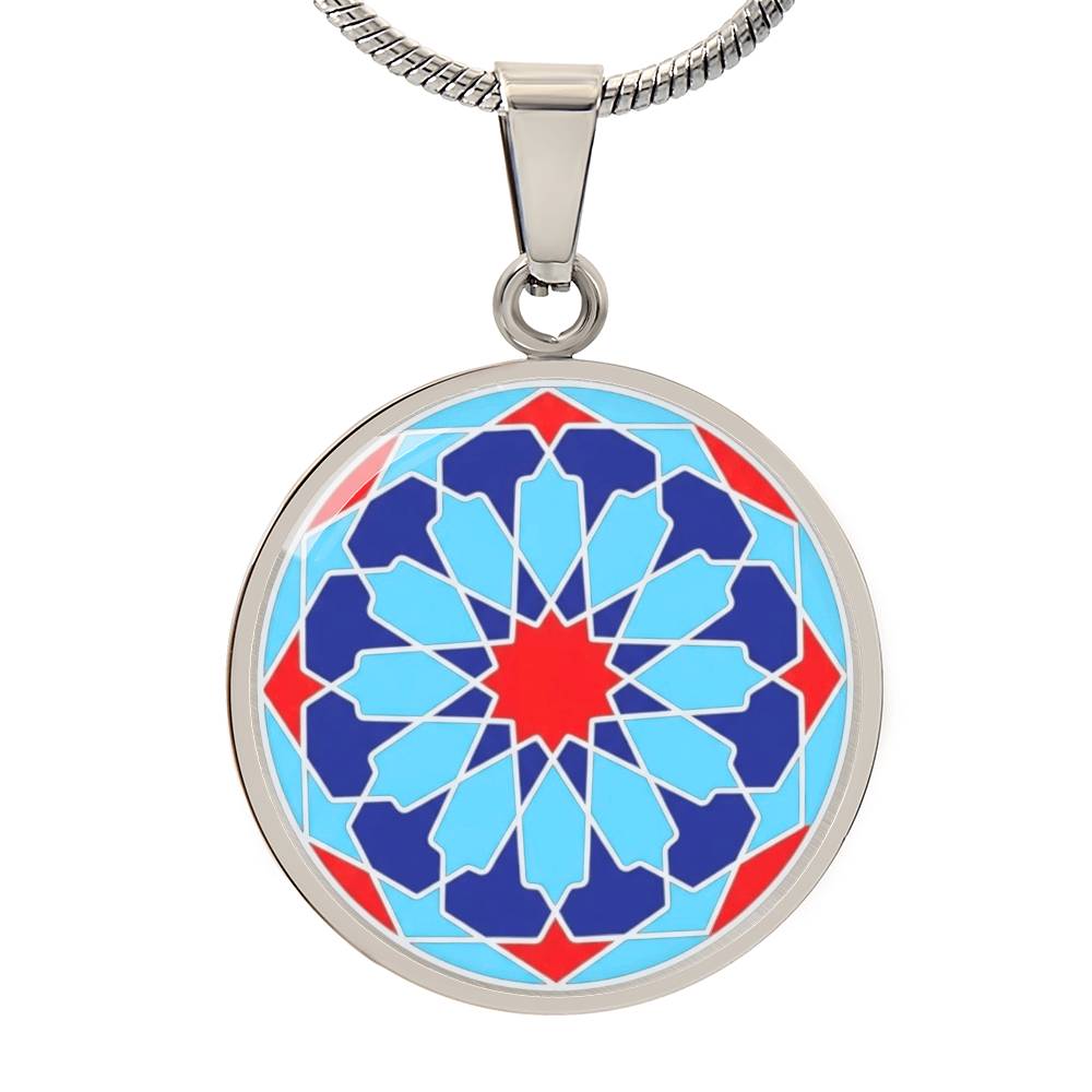 Moroccan Mosaic Circle Pendant Necklace - Custom Geometric Jewelry - MemoryTrace1