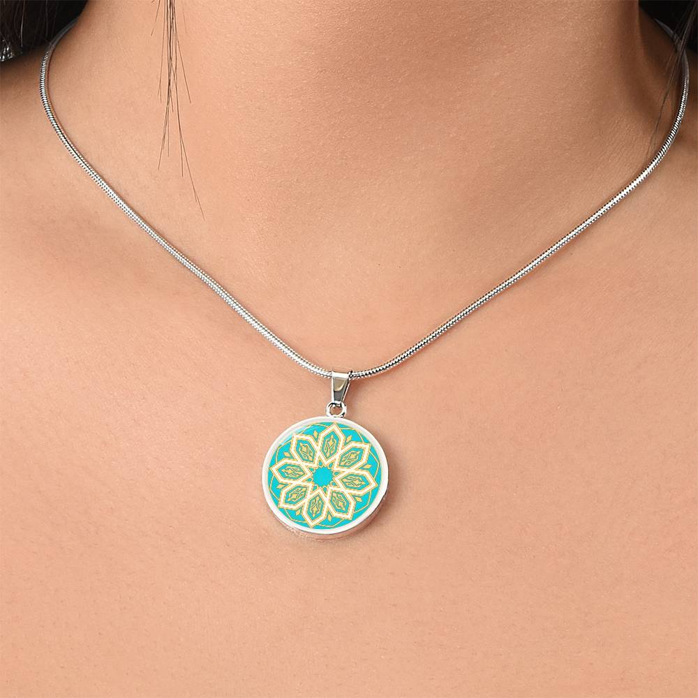 Moroccan Mosaic Circle Pendant Necklace - Custom Geometric Jewelry