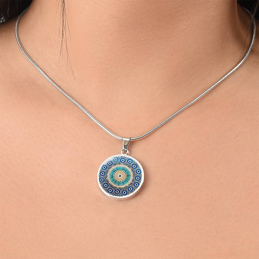 Moroccan Mosaic Statement Pendant | Handcrafted Zellige Art Glass Necklace, Unique Cultural Jewelry Gift