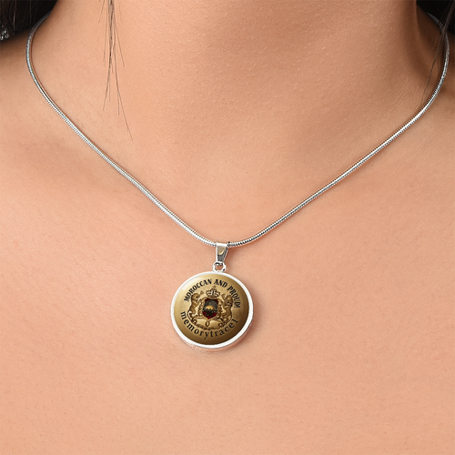 Handmade Moroccan and Proud Circular Pendant Necklace - Regal Gold Lion Emblem Heritage Jewelry | MemoryTrace1