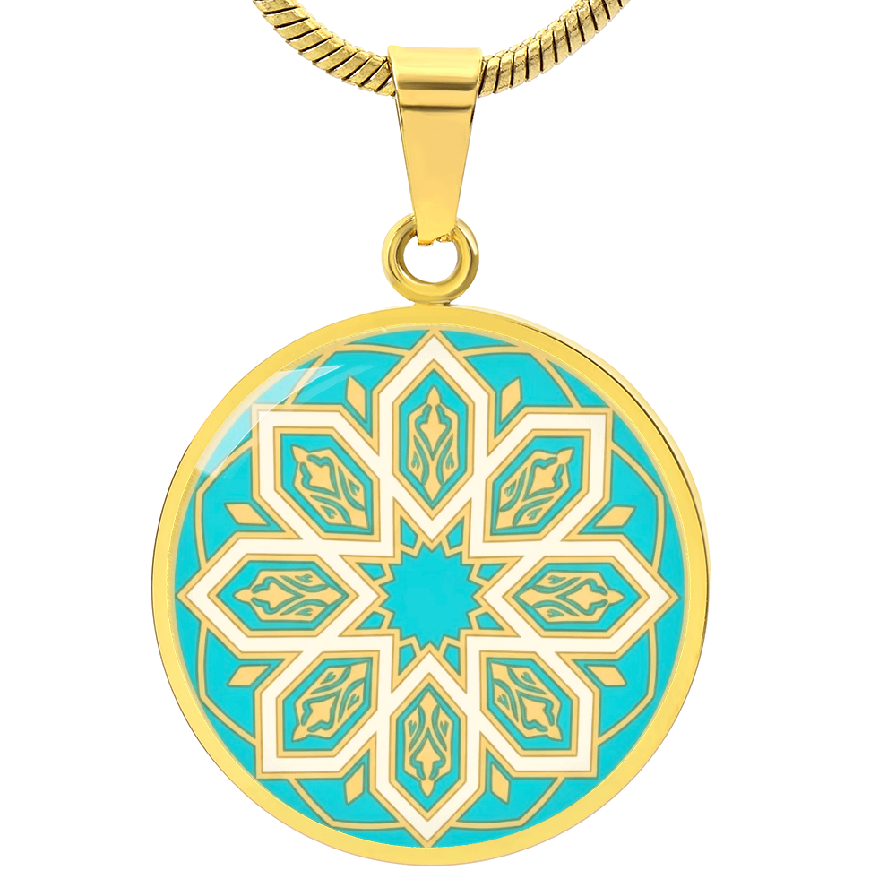 Moroccan Mosaic Circle Pendant Necklace - Custom Geometric Jewelry