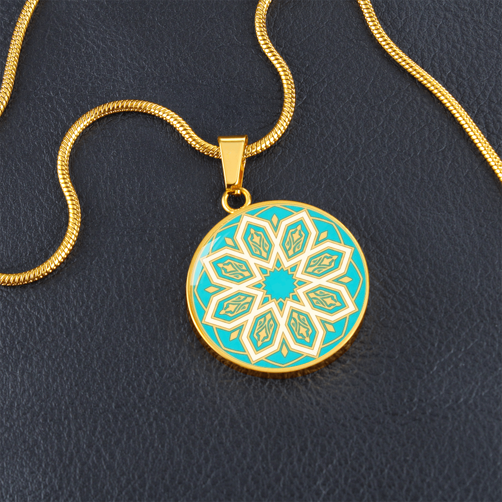 Moroccan Mosaic Circle Pendant Necklace - Custom Geometric Jewelry