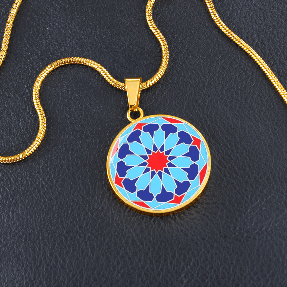 Moroccan Mosaic Circle Pendant Necklace - Custom Geometric Jewelry - MemoryTrace1