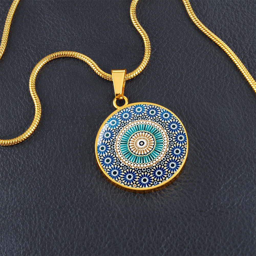 Moroccan Mosaic Statement Pendant | Handcrafted Zellige Art Glass Necklace, Unique Cultural Jewelry Gift