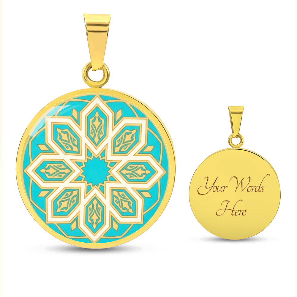 Moroccan Mosaic Circle Pendant Necklace - Custom Geometric Jewelry