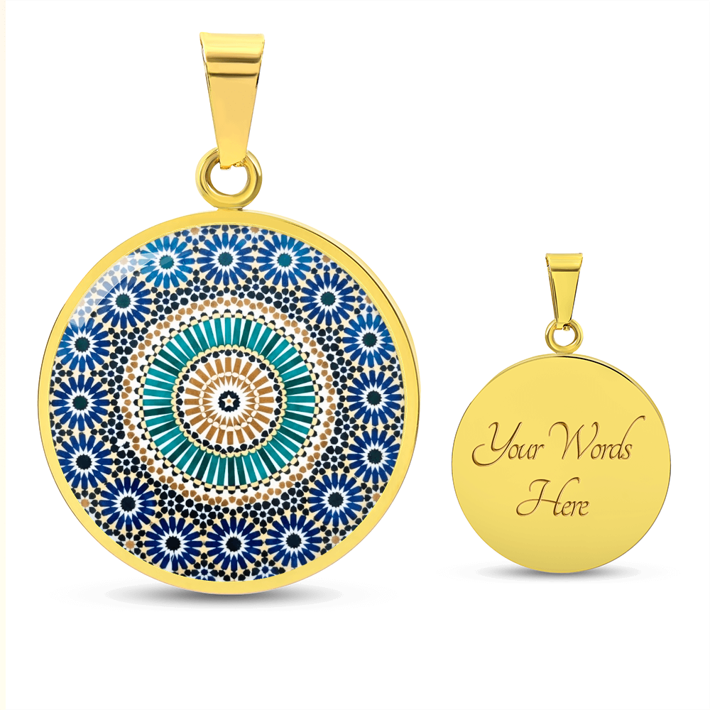 Moroccan Mosaic Statement Pendant | Handcrafted Zellige Art Glass Necklace, Unique Cultural Jewelry Gift